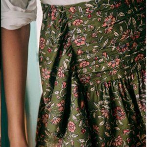 Sezane Jupe Julia Skirt - Size 36 (US 4) - Fleurs Kaki (Green)